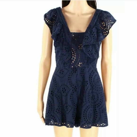 KEEPSAKE the label, Harmony Romper Navy Eyelet w/ ruffles - Picture 4 of 6